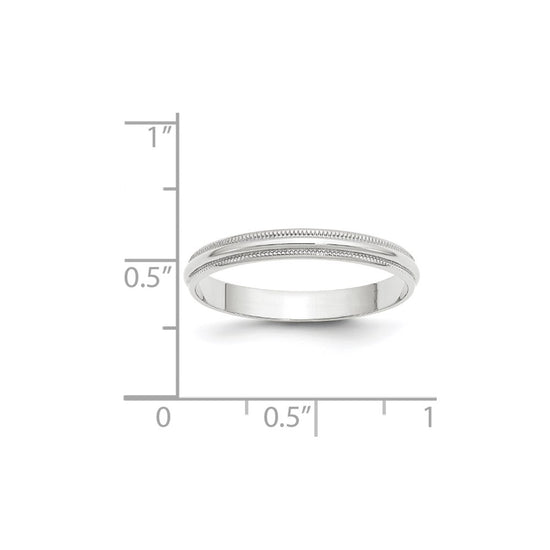 Lightweight Milgrain Half Round Band — 3 mm