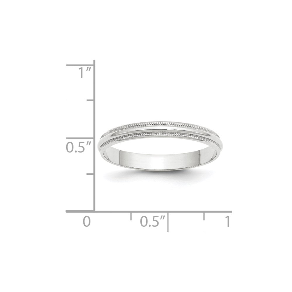 Lightweight Milgrain Half Round Band — 3 mm