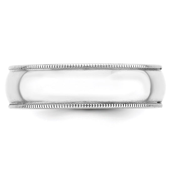 Lightweight Milgrain Half Round Band — 6 mm