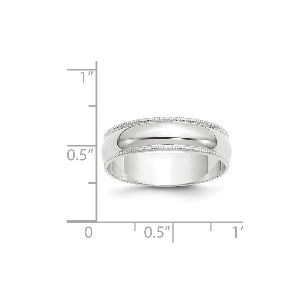 Lightweight Milgrain Half Round Band — 6 mm