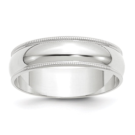 Lightweight Milgrain Half Round Band — 6 mm