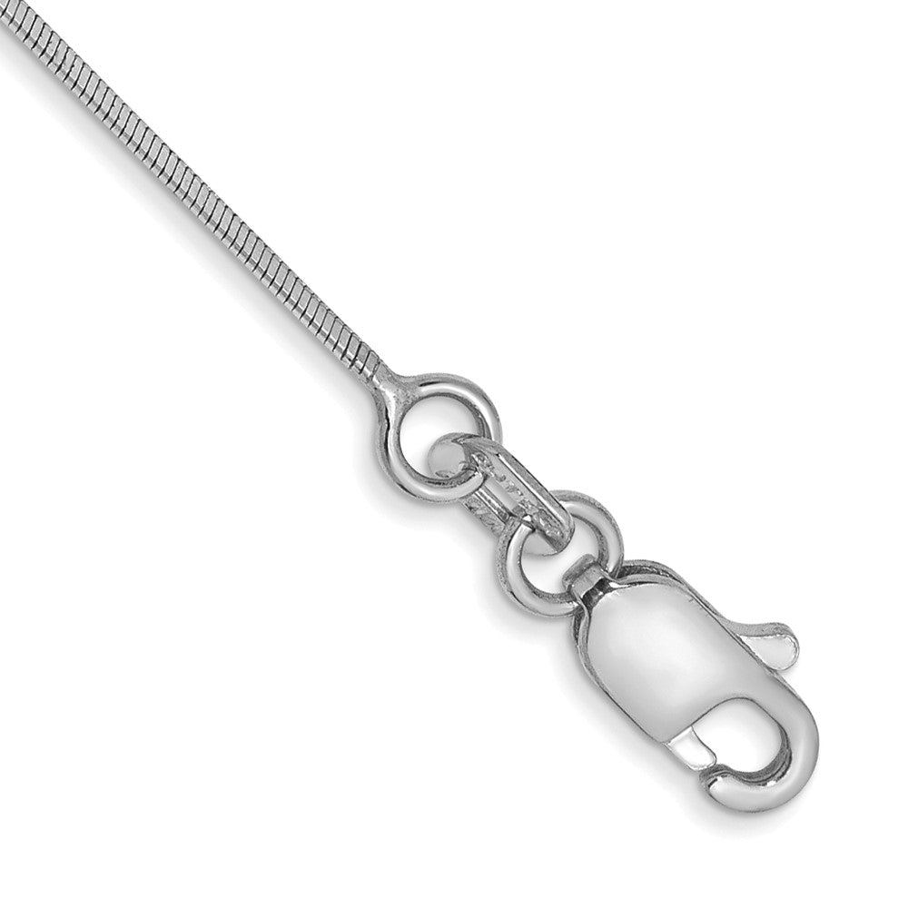 14K White Gold 9 inch .6mm Octagonal Snake with Lobster Clasp Anklet