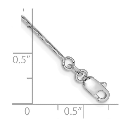 14K White Gold 9 inch 1mm Octagonal Snake with Lobster Clasp Anklet
