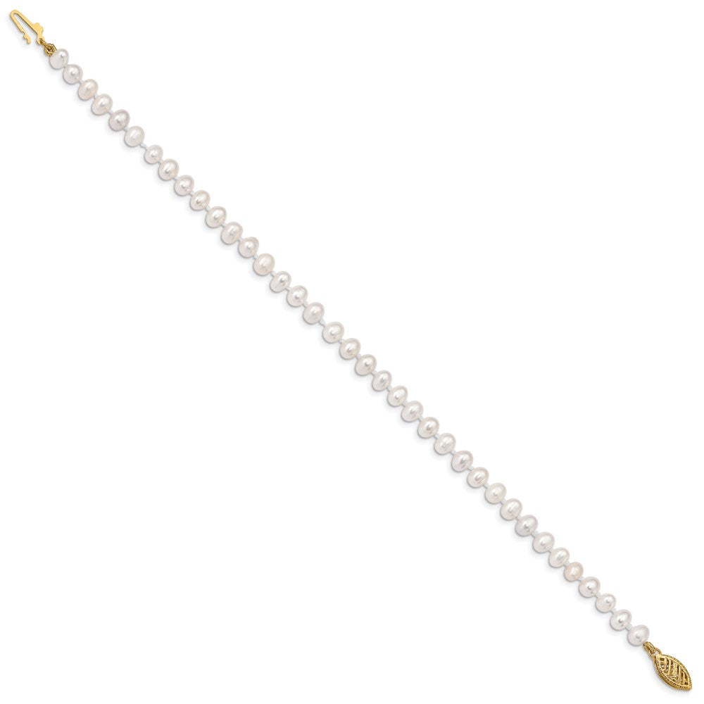 14k White Near Round Freshwater Cultured Pearl Bracelets