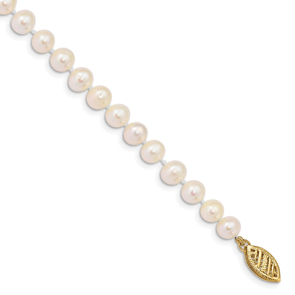 14k White Near Round Freshwater Cultured Pearl Bracelets