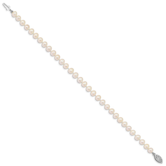 14k White Near Round Freshwater Cultured Pearl Bracelets