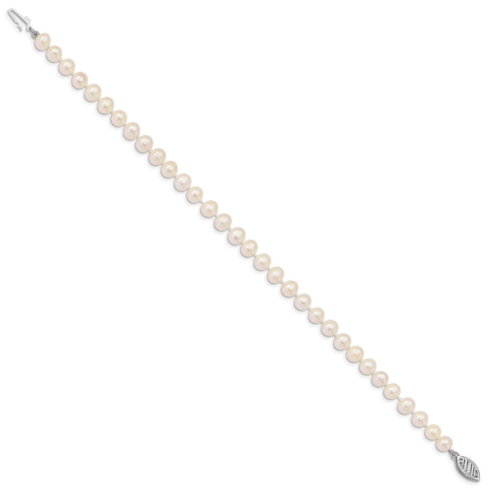 14k White Near Round Freshwater Cultured Pearl Bracelets