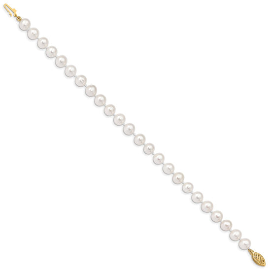 14k White Near Round Freshwater Cultured Pearl Bracelets