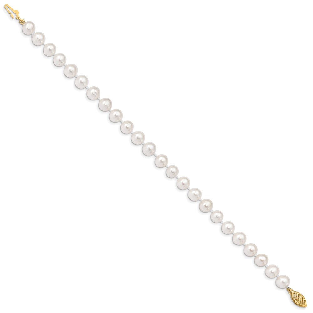 14k White Near Round Freshwater Cultured Pearl Bracelets
