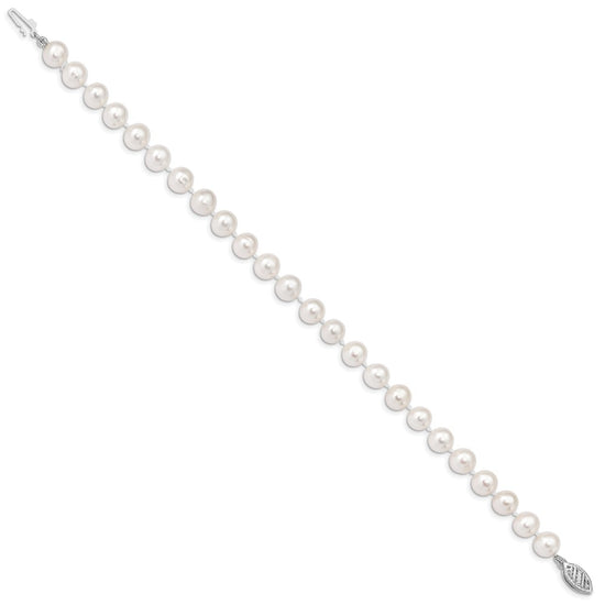 14k White Near Round Freshwater Cultured Pearl Bracelets