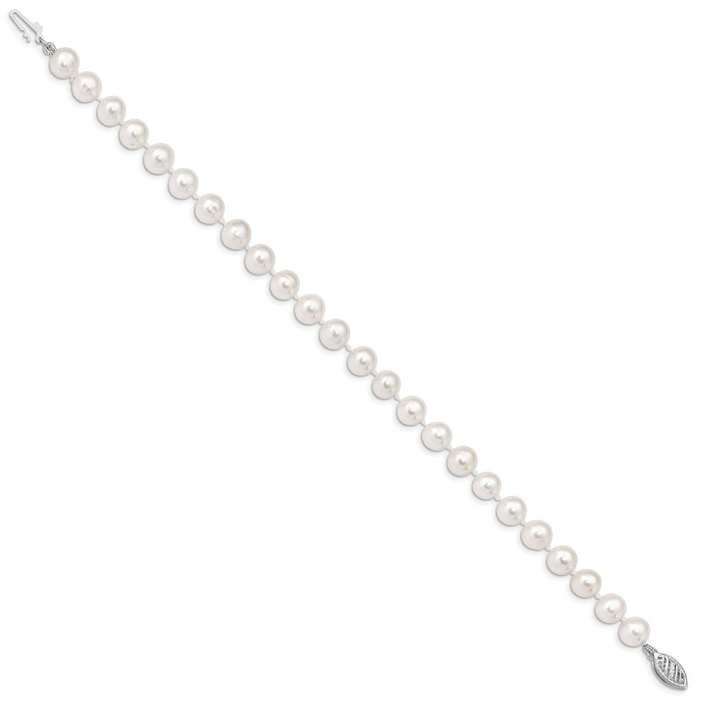 14k White Near Round Freshwater Cultured Pearl Bracelets