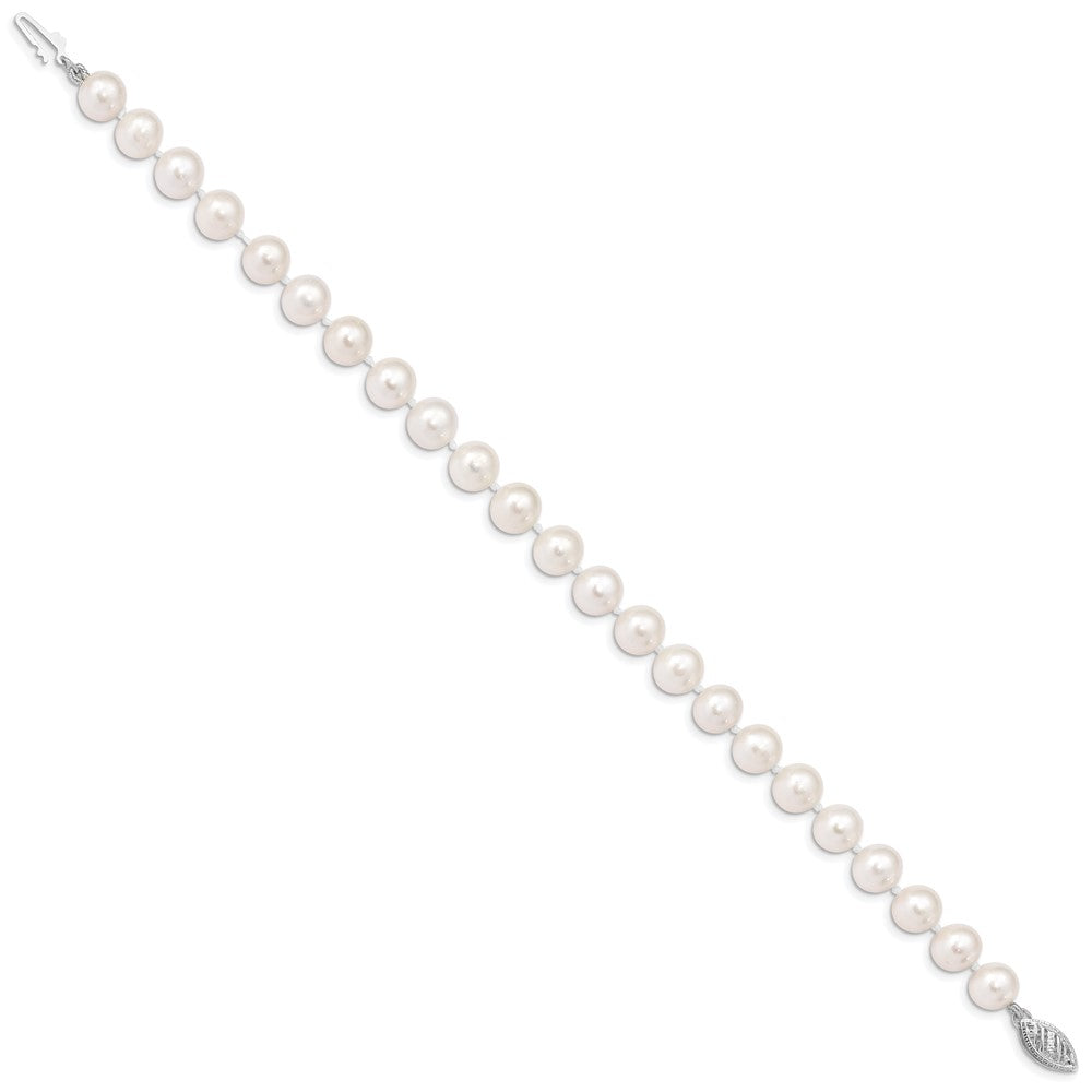 14k White Near Round Freshwater Cultured Pearl Bracelets