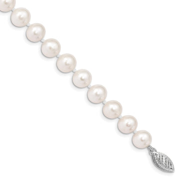 14k White Near Round Freshwater Cultured Pearl Bracelets