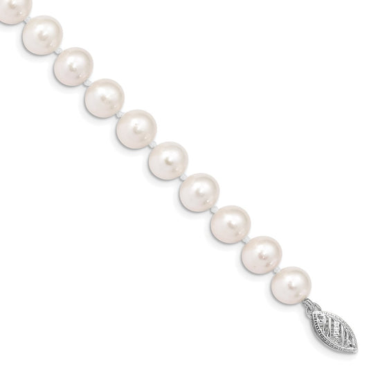 14k White Near Round Freshwater Cultured Pearl Bracelets
