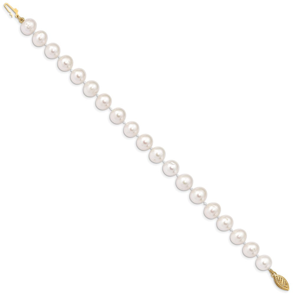 14k White Near Round Freshwater Cultured Pearl Bracelets