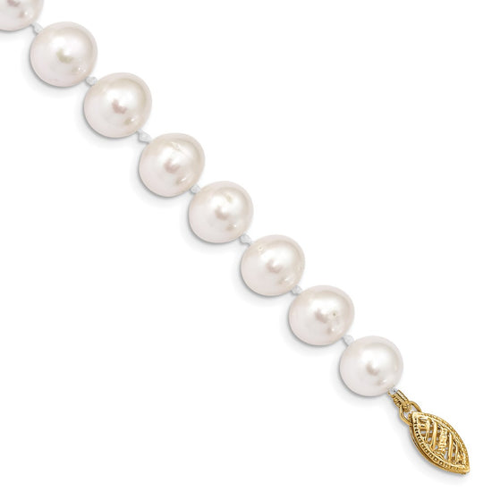 14k White Near Round Freshwater Cultured Pearl Bracelets