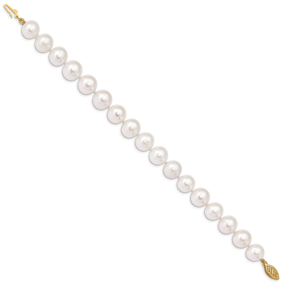 14k White Near Round Freshwater Cultured Pearl Bracelets