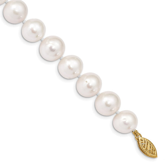 14k White Near Round Freshwater Cultured Pearl Bracelets