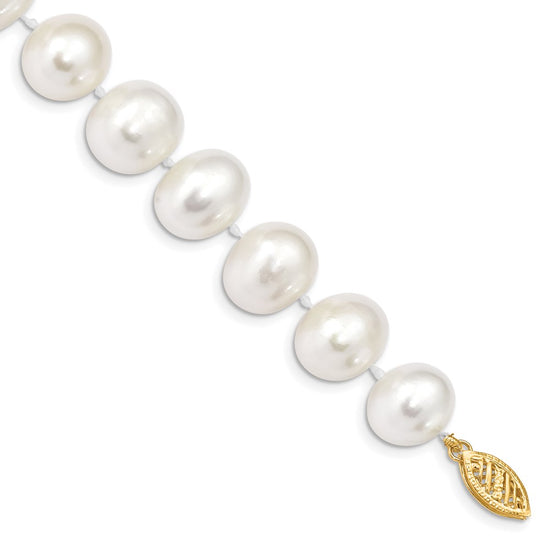 14k White Near Round Freshwater Cultured Pearl Bracelets