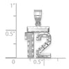 14kw Small Brushed Diamond-cut Number 12 Charm