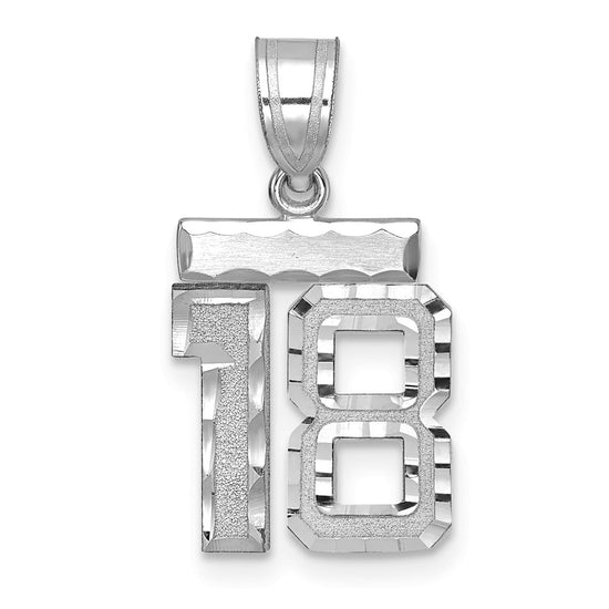 14kw Small Brushed Diamond-cut Number 18 Charm