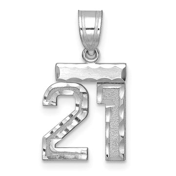 14kw Small Brushed Diamond-cut Number 21 Charm