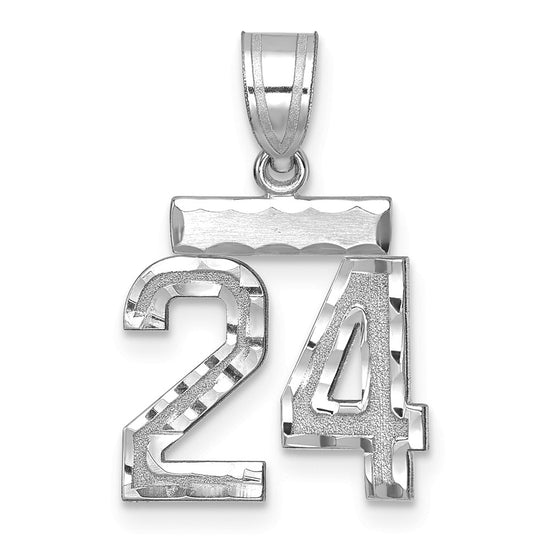 14kw Small Brushed Diamond-cut Number 24 Charm