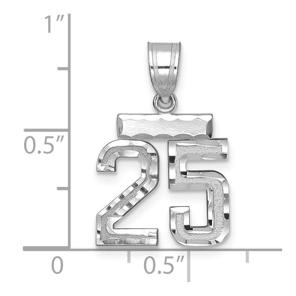 14kw Small Brushed Diamond-cut Number 25 Charm