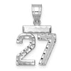 14kw Small Brushed Diamond-cut Number 27 Charm