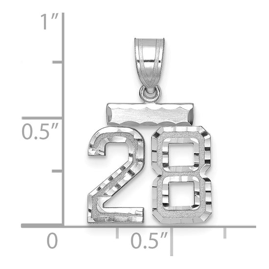 14kw Small Brushed Diamond-cut Number 28 Charm