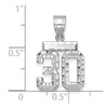 14kw Small Brushed Diamond-cut Number 30 Charm