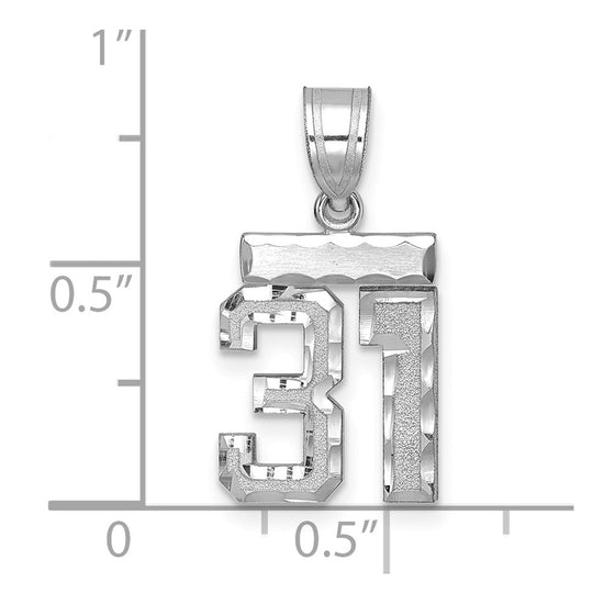 14kw Small Brushed Diamond-cut Number 31 Charm