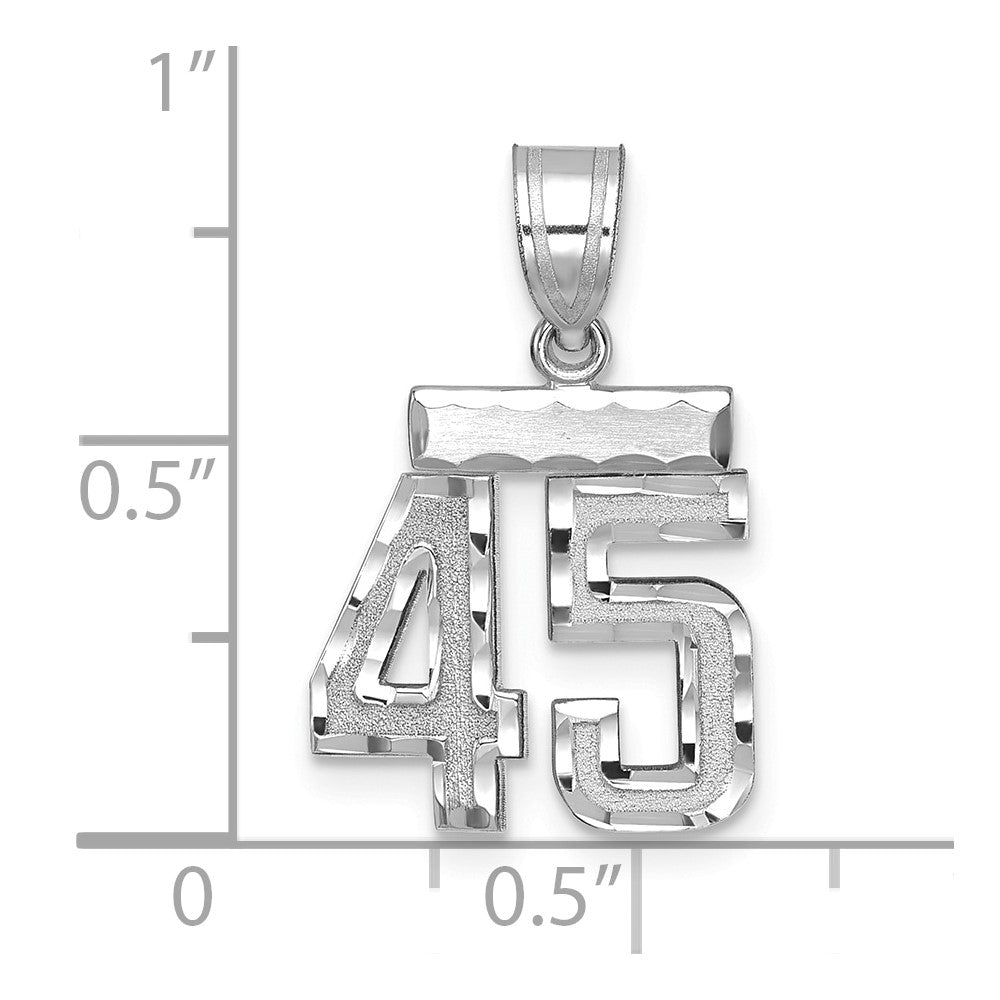 14kw Small Brushed Diamond-cut Number 45 Charm