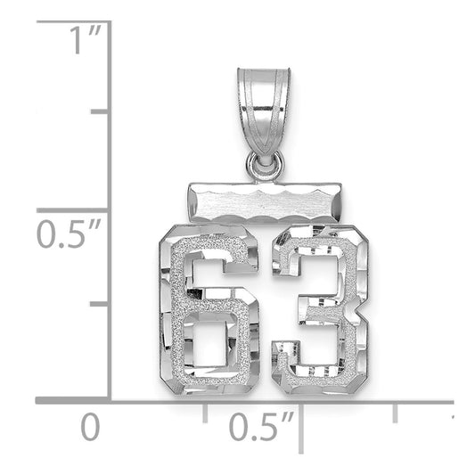 14kw Small Brushed Diamond-cut Number 63 Charm