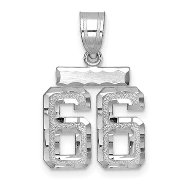 14kw Small Brushed Diamond-cut Number 66 Charm