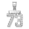 14kw Small Brushed Diamond-cut Number 73 Charm