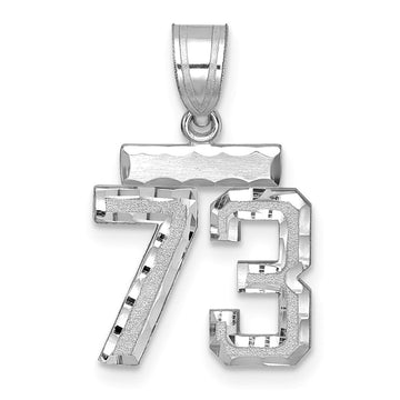 14kw Small Brushed Diamond-cut Number 73 Charm
