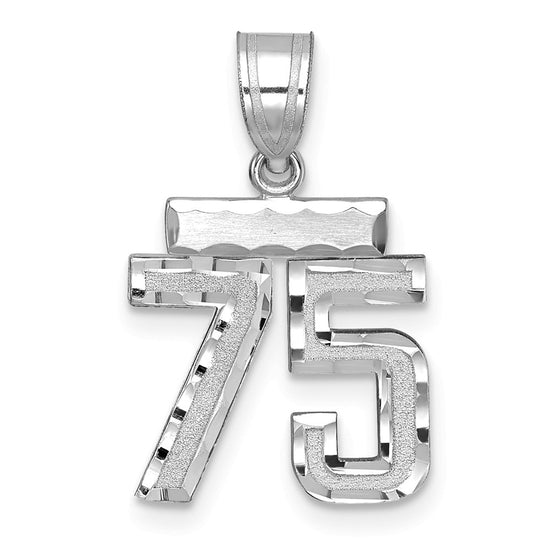 14kw Small Brushed Diamond-cut Number 75 Charm