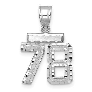 14kw Small Brushed Diamond-cut Number 78 Charm