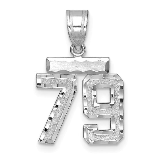 14kw Small Brushed Diamond-cut Number 79 Charm