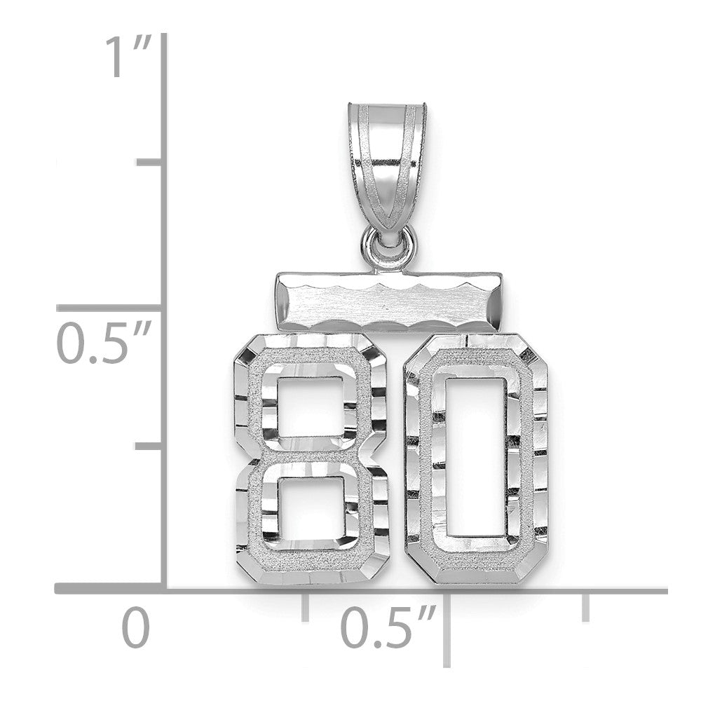 14kw Small Brushed Diamond-cut Number 80 Charm