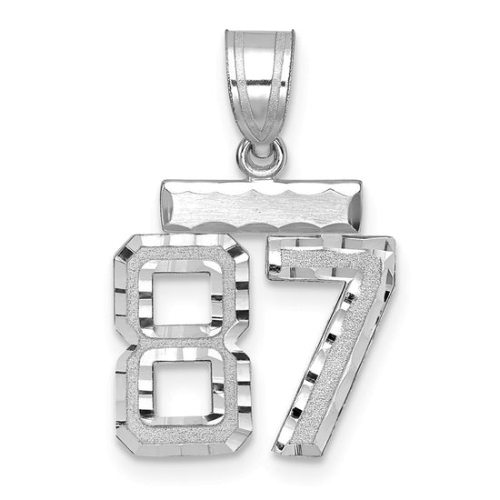 14kw Small Brushed Diamond-cut Number 87 Charm
