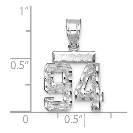 14kw Small Brushed Diamond-cut Number 94 Charm
