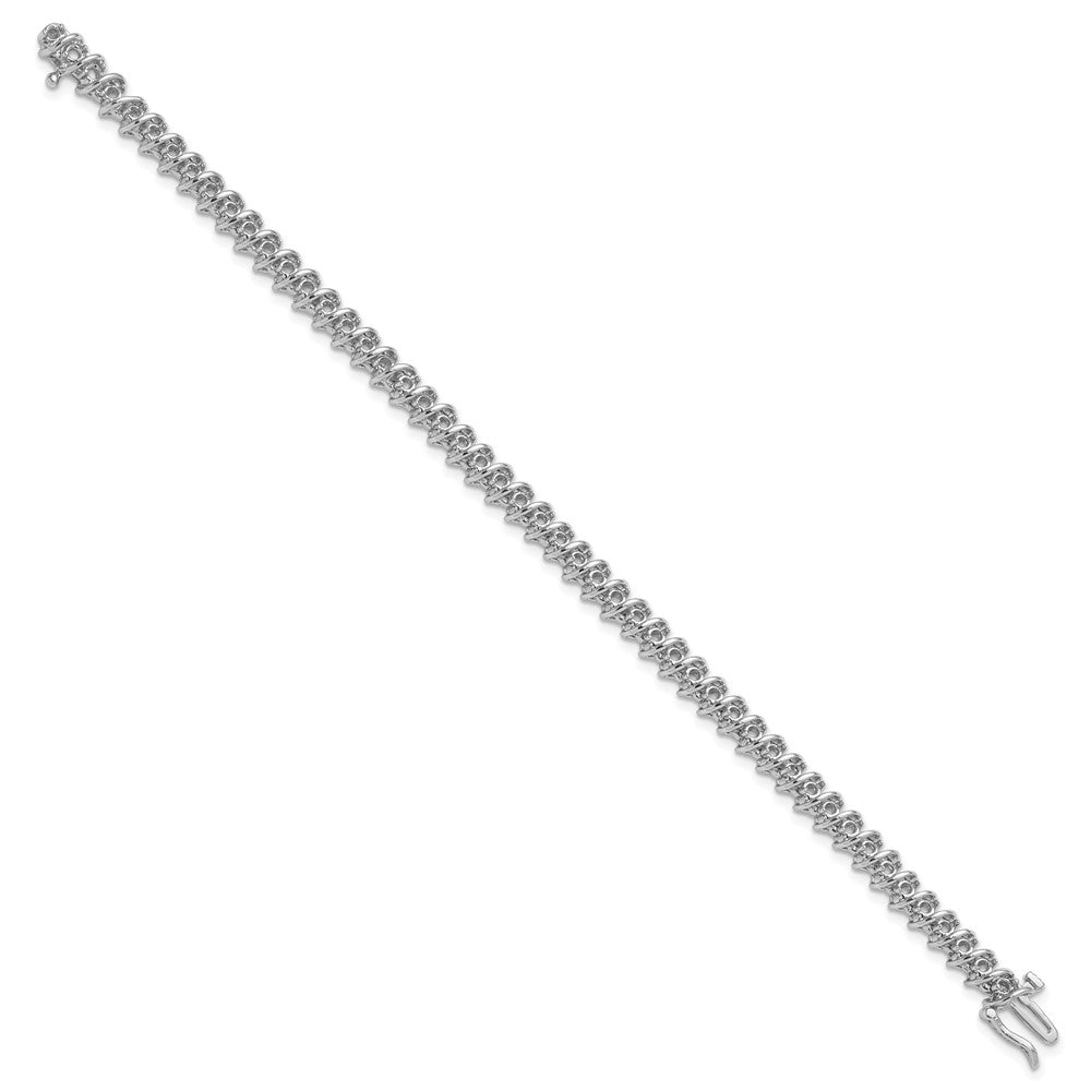 14k White Gold Holds 1.95 carat 50-2.1mm Round Diamond Fancy Spiral 7 inch Tennis Bracelet Mounting