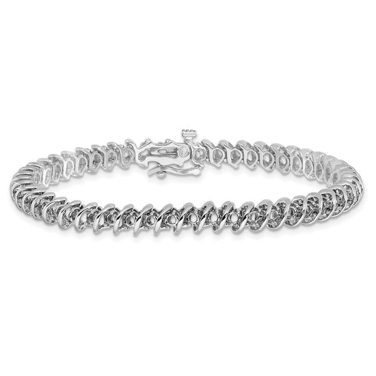 14k White Gold Holds 1.95 carat 50-2.1mm Round Diamond Fancy Spiral 7 inch Tennis Bracelet Mounting