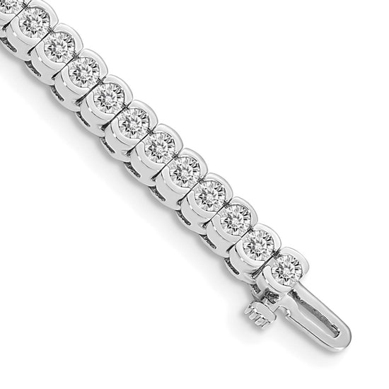 14k White Gold 3mm Round Diamond Tennis Bracelet Mounting