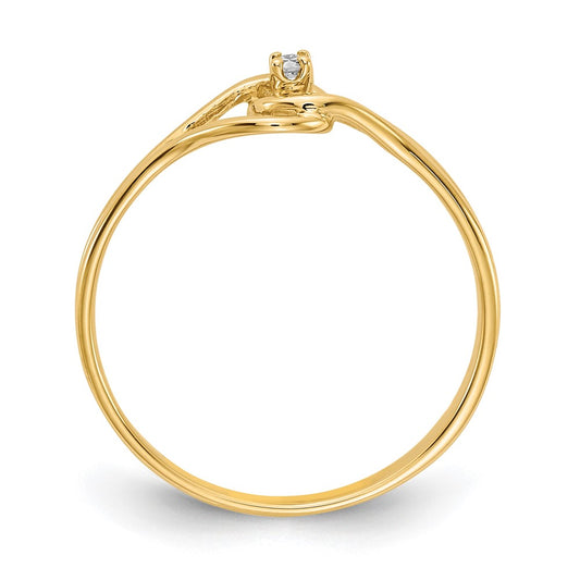 14k Polished AAA Diamond Fancy Ring