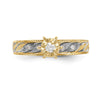 14k and Rhodium AA Quality 1/10 carat Diamond Trio Complete Engagement Ring