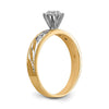 14k and Rhodium AA Quality 1/10 carat Diamond Trio Complete Engagement Ring