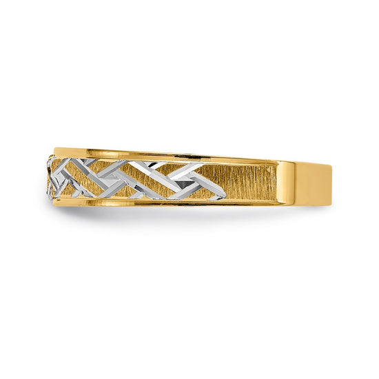 14k and Rhodium AA Quality .02 carat Diamond Trio Ladies Complete Wedding Band